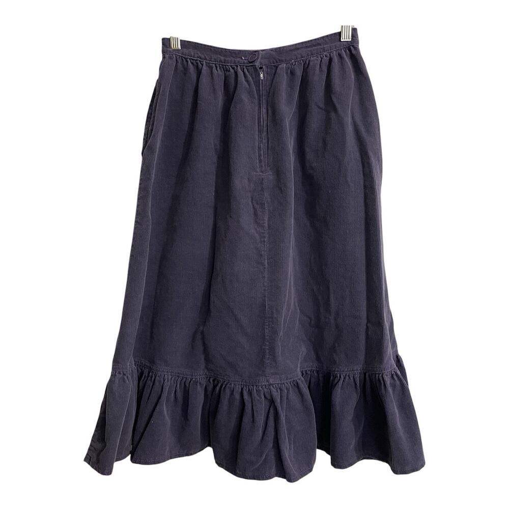 Vintage Tres Jolie Skirt Sz 11 12 Purple Corduroy Prairie Ruffle Country A Line - Picture 2 of 8